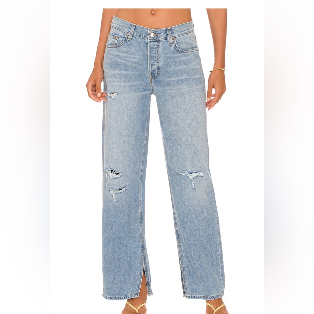 GRLFRND The Liya Distressed Blue Boyfriend Jeans